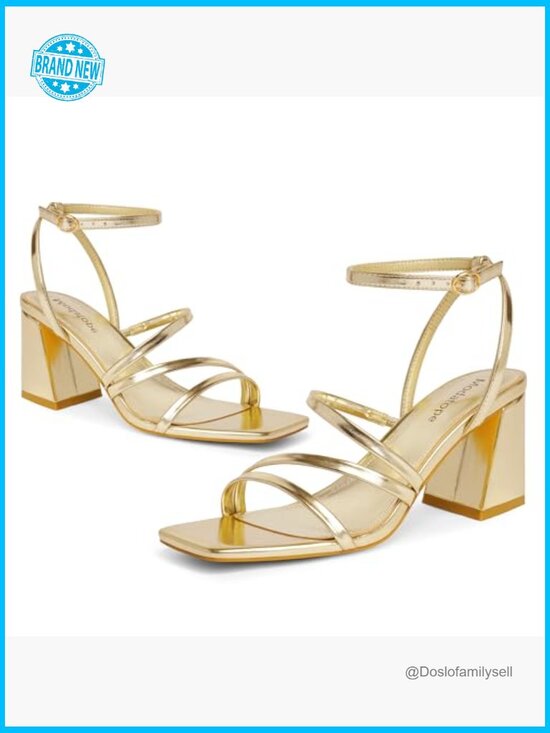 Amazon.com | AIUNIIND Chunky Block Heels for Women, Square  Strappy Heeled Sandals Chunky Block Heel Square Open Toe Ankle Strap